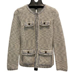 Talbots Textured Knit Metallic Sweater Jacket Petite M NWT